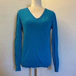 Ralph Lauren Sport Teal V-Neck Sweater Size M